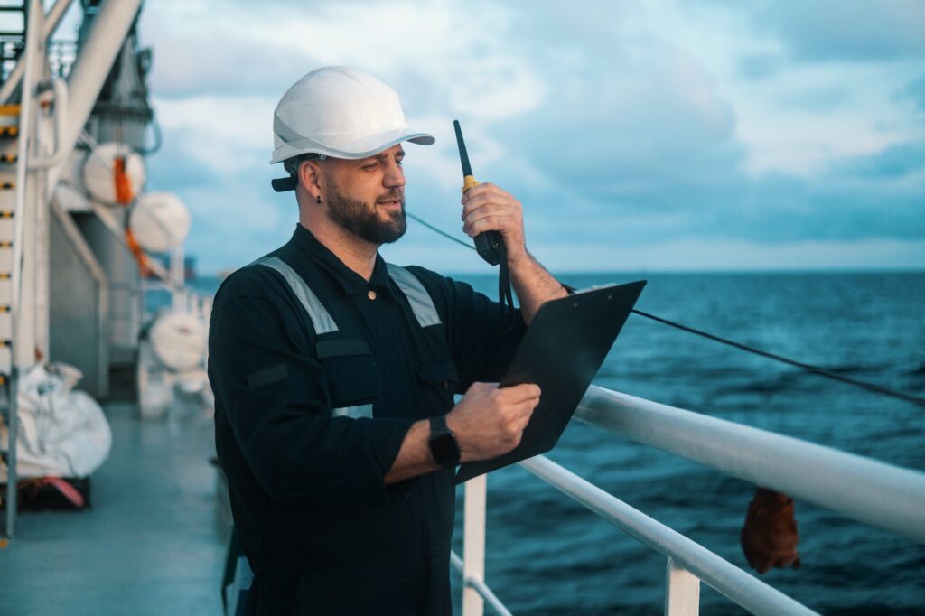 Marine Deck Officer or Chief mate on deck of offshore vessel or ship